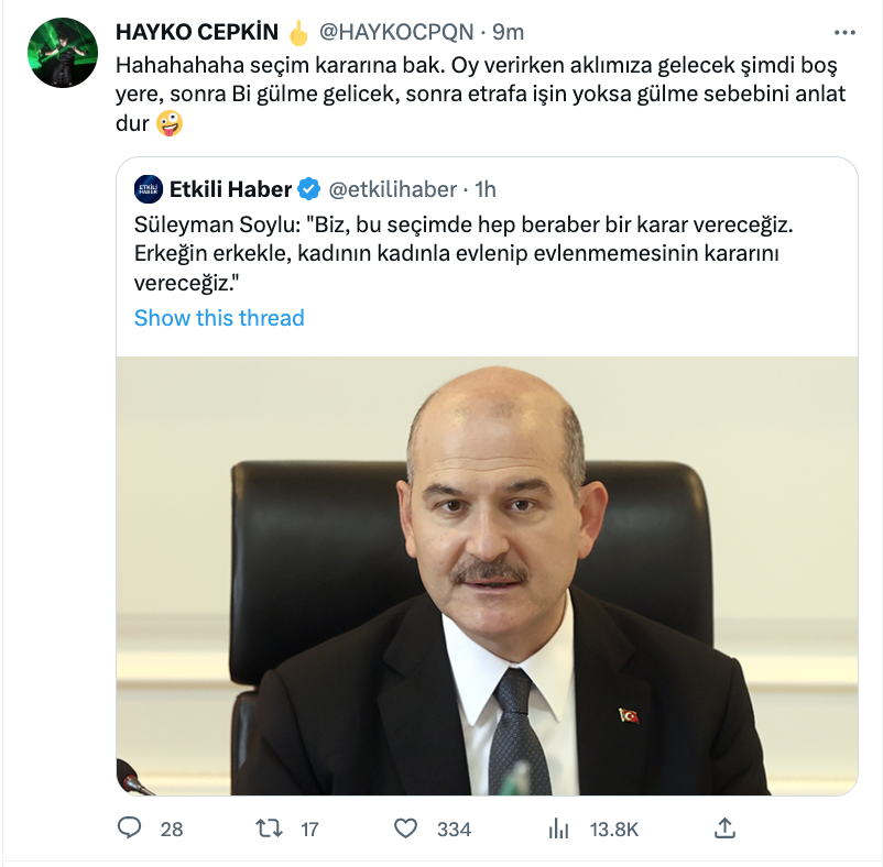 hayko cepkin den icisleri bakani suleyman soylu nun secim cikisina olay yanit